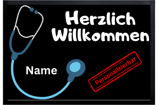 Sanitäter Fußmatte  | Herzlich Willkommen - Mit Stethoskop und Name [Personalisierbar]