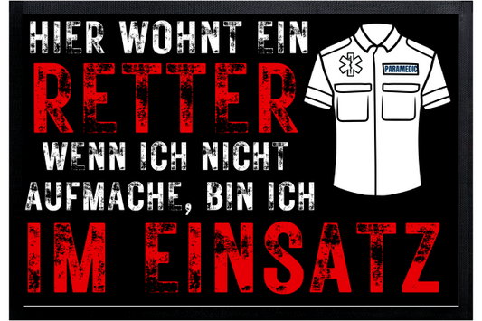 Paramedic/Sanitäter Fußmatte | Hier wohnt ein Retter