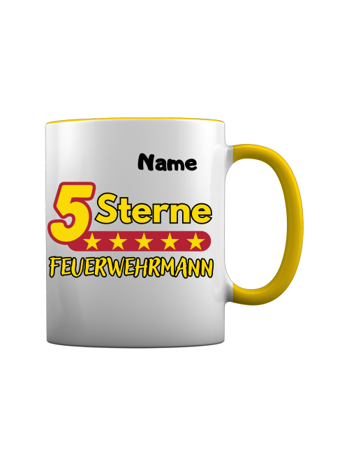 Feuerwehr Tasse - 5 Sterne Feuerwehrmann [Mit Name]