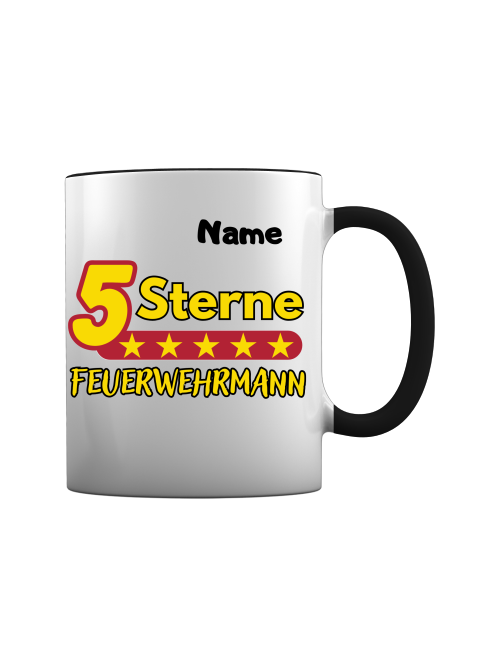 Feuerwehr Tasse - 5 Sterne Feuerwehrmann [Mit Name]