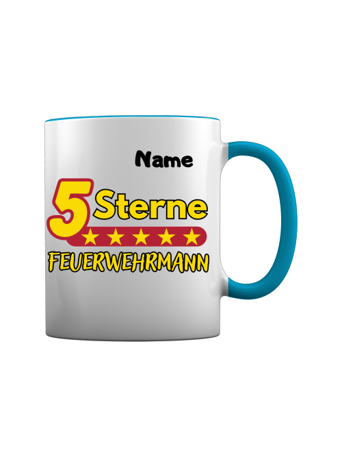 Feuerwehr Tasse - 5 Sterne Feuerwehrmann [Mit Name]